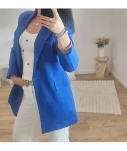 La boutique de Lilie BLAZER ALISSA LONG BLEU ELEC> Vestes